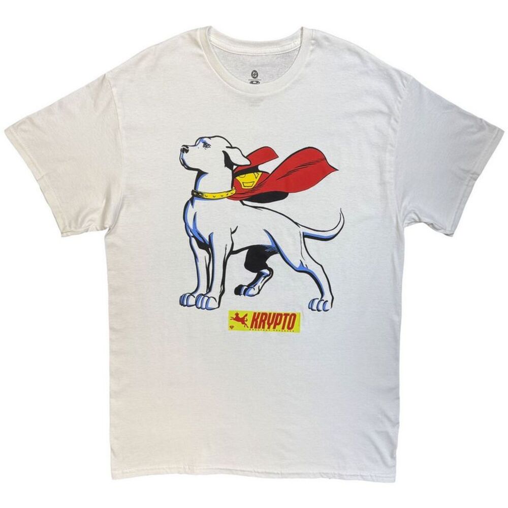 DC Comics Unisex Adult Superman Krypto Cape T-Shirt / White